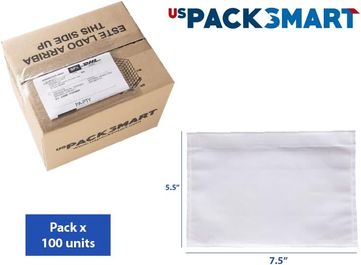 US PACK SMART 100 Units, 7.5"x5.5" Clear Packing List Shipping Pouches – Heavy Duty Self-Sealing Adhesive Envelopes, Waterproof & Tear-Proof – Ideal for Labels, Invoices & Documents - Image 5